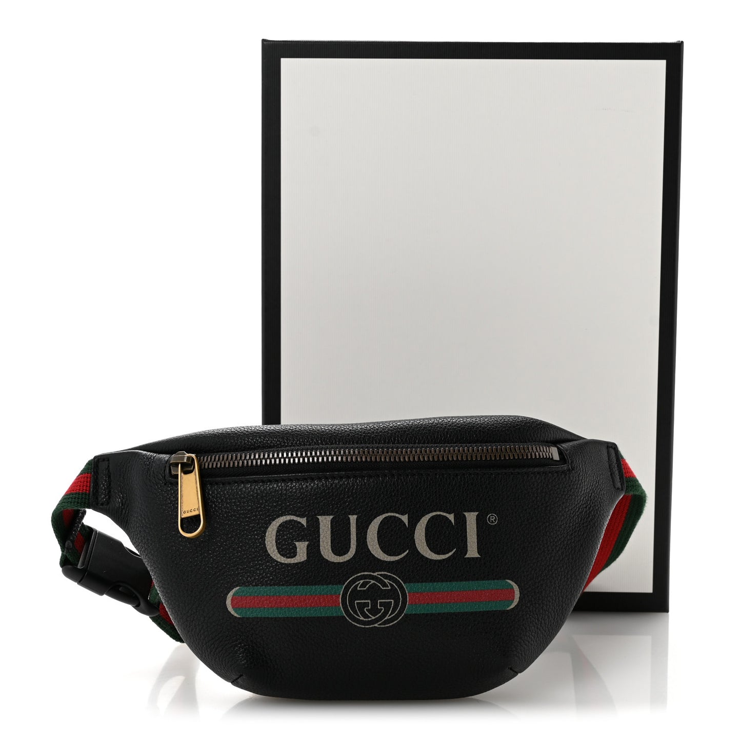Grained Calfskin Small Logo Belt Bag Black