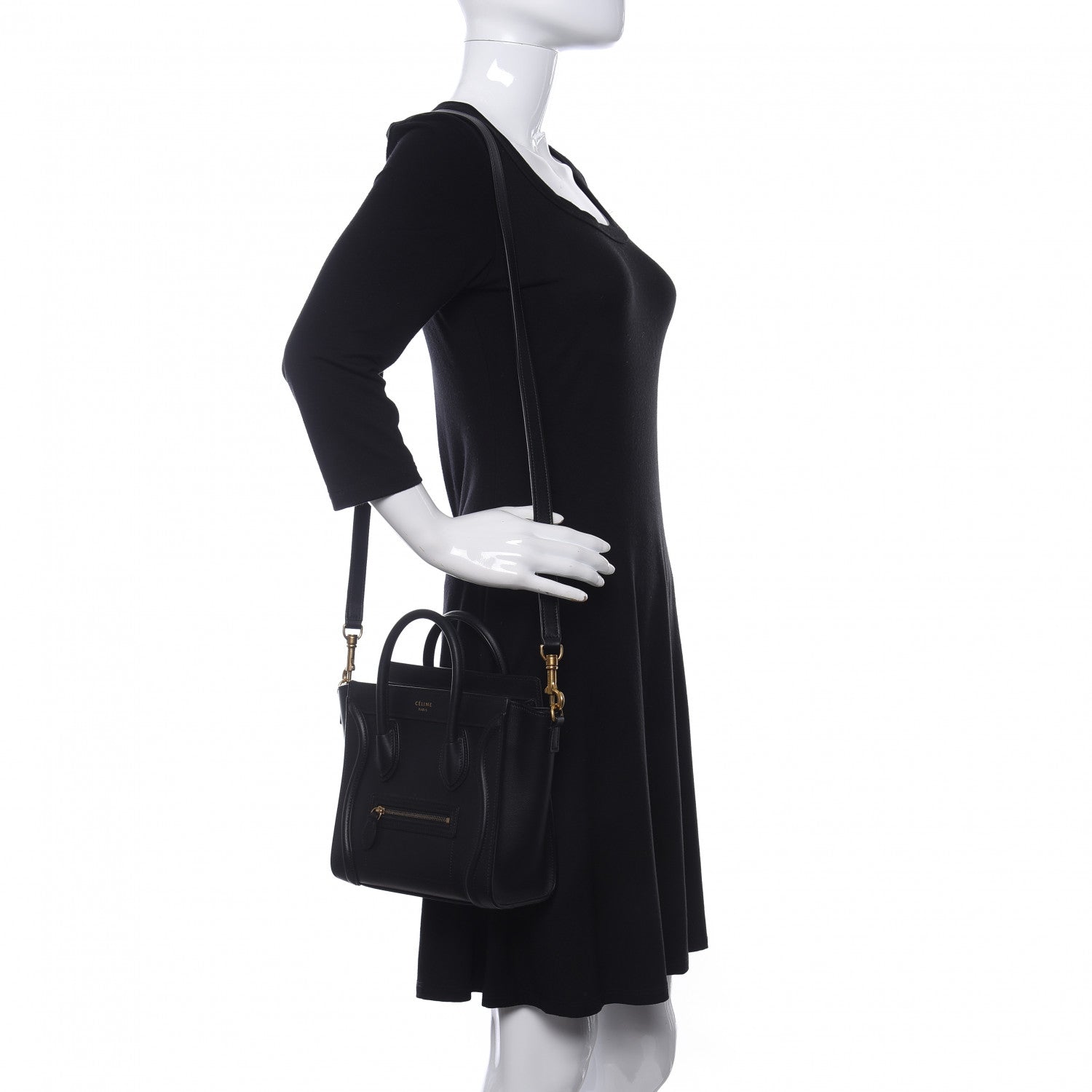 Celine Smooth Calfskin Nano Luggage Black 2 of 9