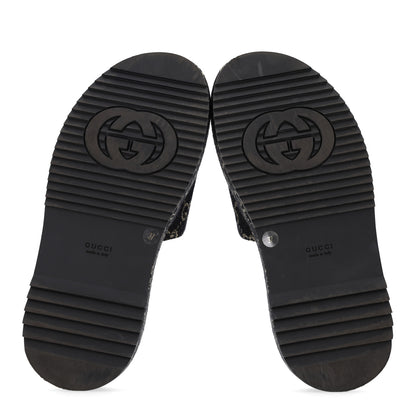 Gucci Jacquard Black Denim GG Monogram Angelina Platform 55mm Slide Sandals 37 Black Ivory 7 of 10