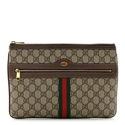 Gucci GG Supreme Monogram Large Ophidia Pouch Clutch Brown 1 of 13