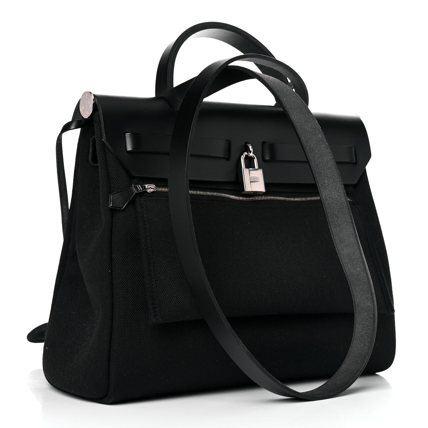 Hermes Military Toile Vache Hunter Herbag Zip Retourne 31 PM Black 3 of 10