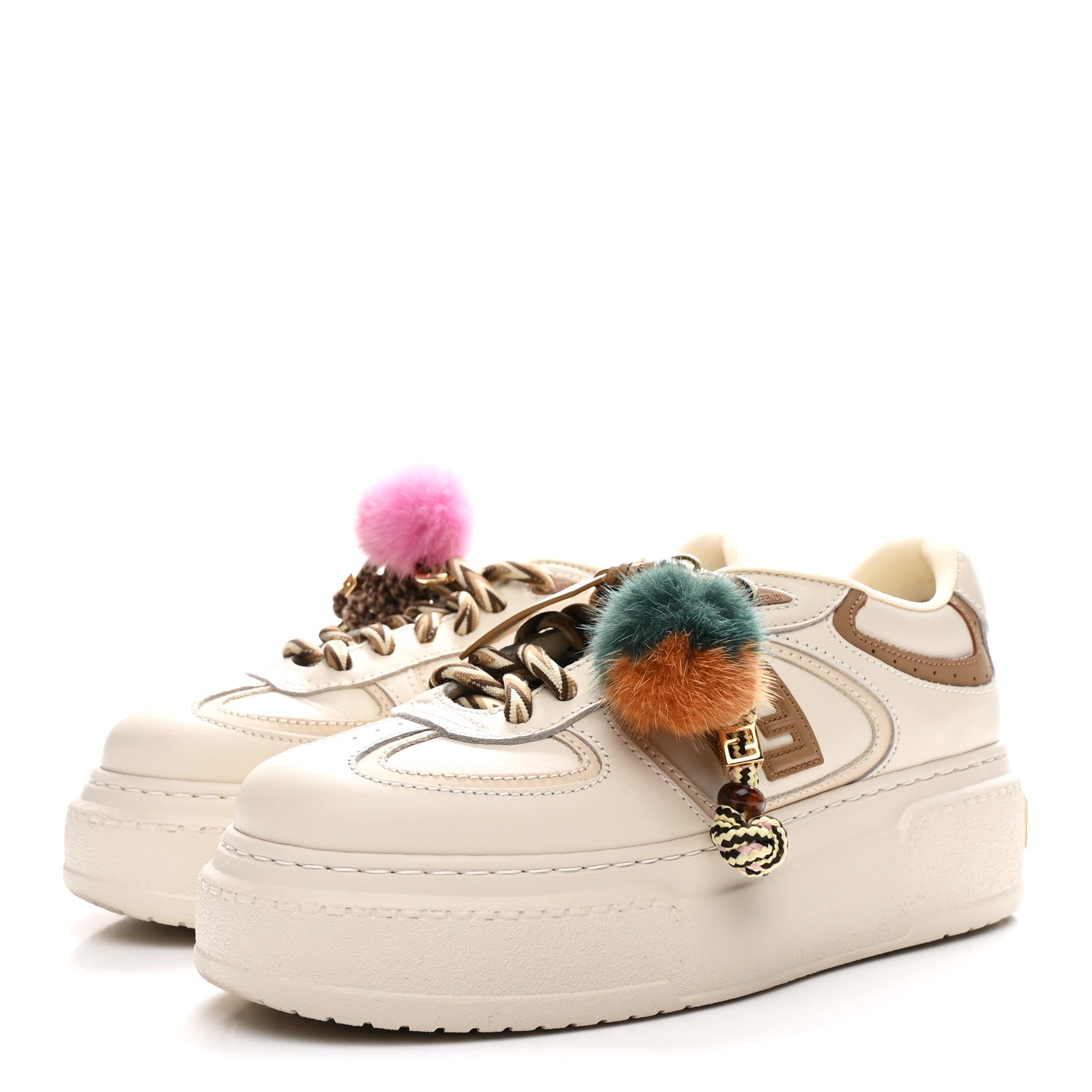 Fendi Calfskin Mink Fur Fendi Match 55mm Platform Sneakers 36 White 4 of 9