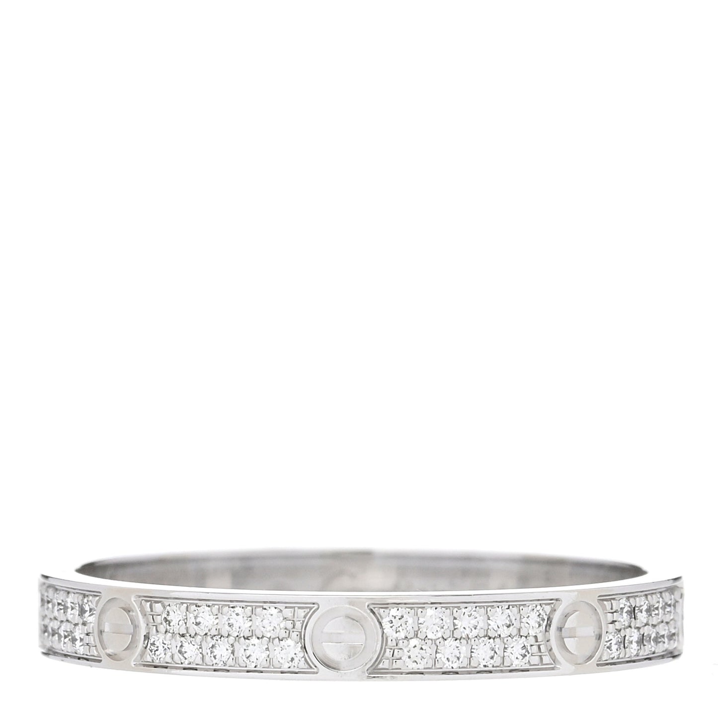 18K White Gold Diamond 2.6mm LOVE Paved Band Ring 54 6.75