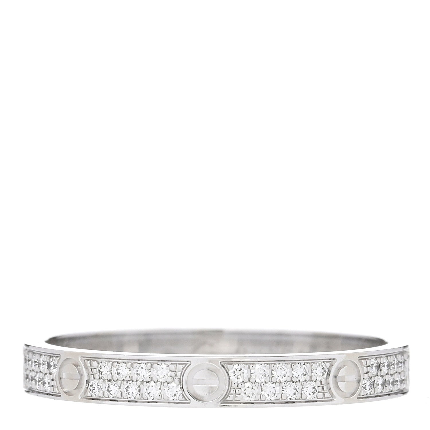 Cartier 18K White Gold Diamond 2.6mm LOVE Paved Band Ring 54 6.75 1 of 5