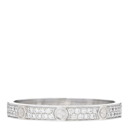 Cartier 18K White Gold Diamond 2.6mm LOVE Paved Band Ring 54 6.75 1 of 5