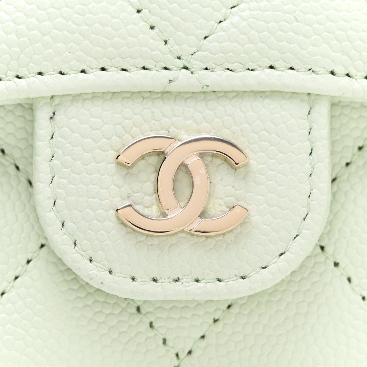 Chanel Caviar Quilted Flap Card Holder Wallet Light Green 9 of 10