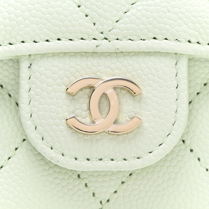 Chanel Caviar Quilted Flap Card Holder Wallet Light Green 9 of 10