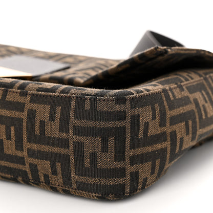 Fendi Fabric Jacquard FF 1974 Maxi Baguette Tobacco Moro Black 9 of 9