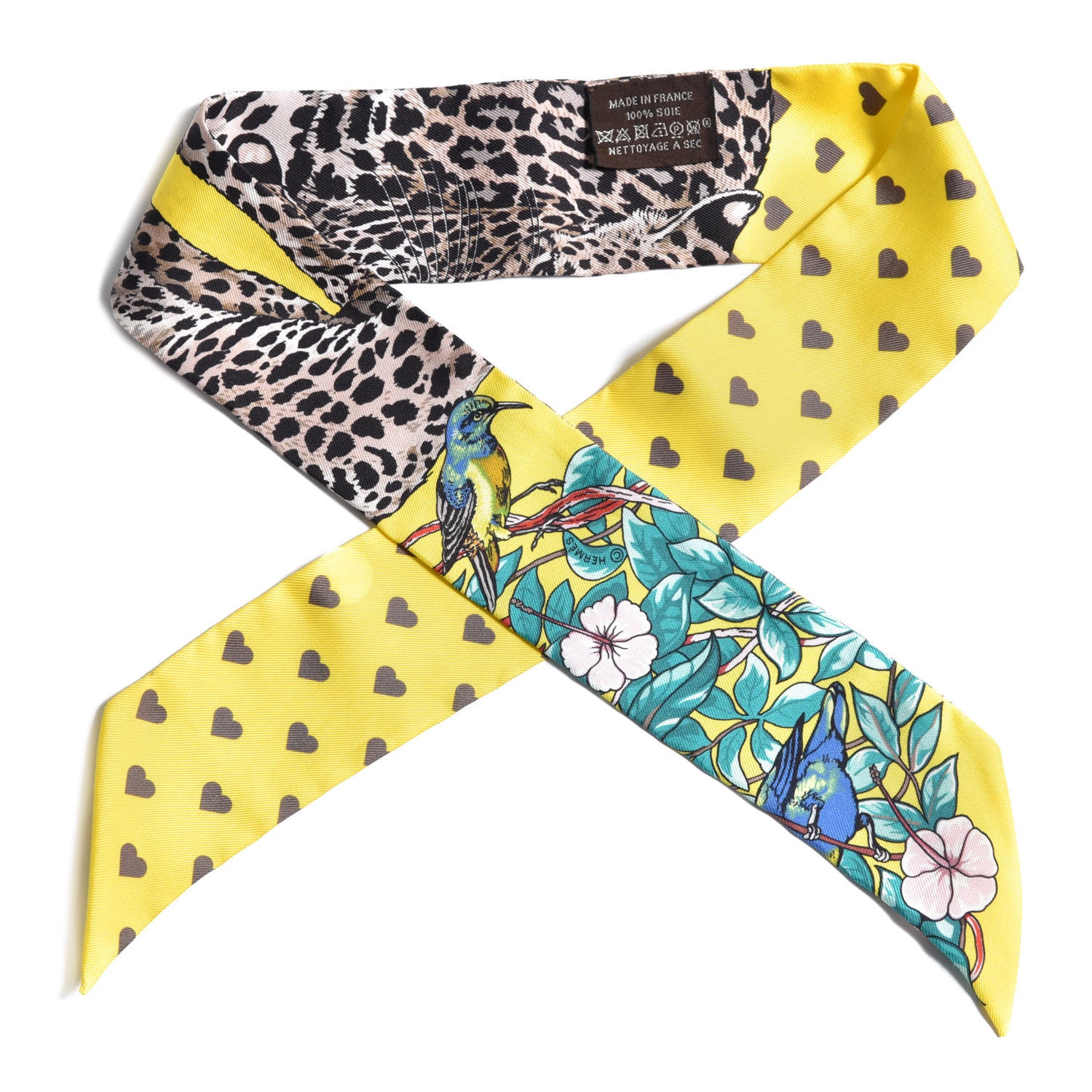 Hermes Silk Jungle Love Love Twilly Jaune Vif Canard 1 of 7