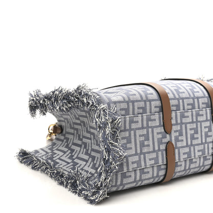 Fendi Denim Vitello King F is Fendi FF Embroidered Summer Tote Myrtle Dark Nut 9 of 10