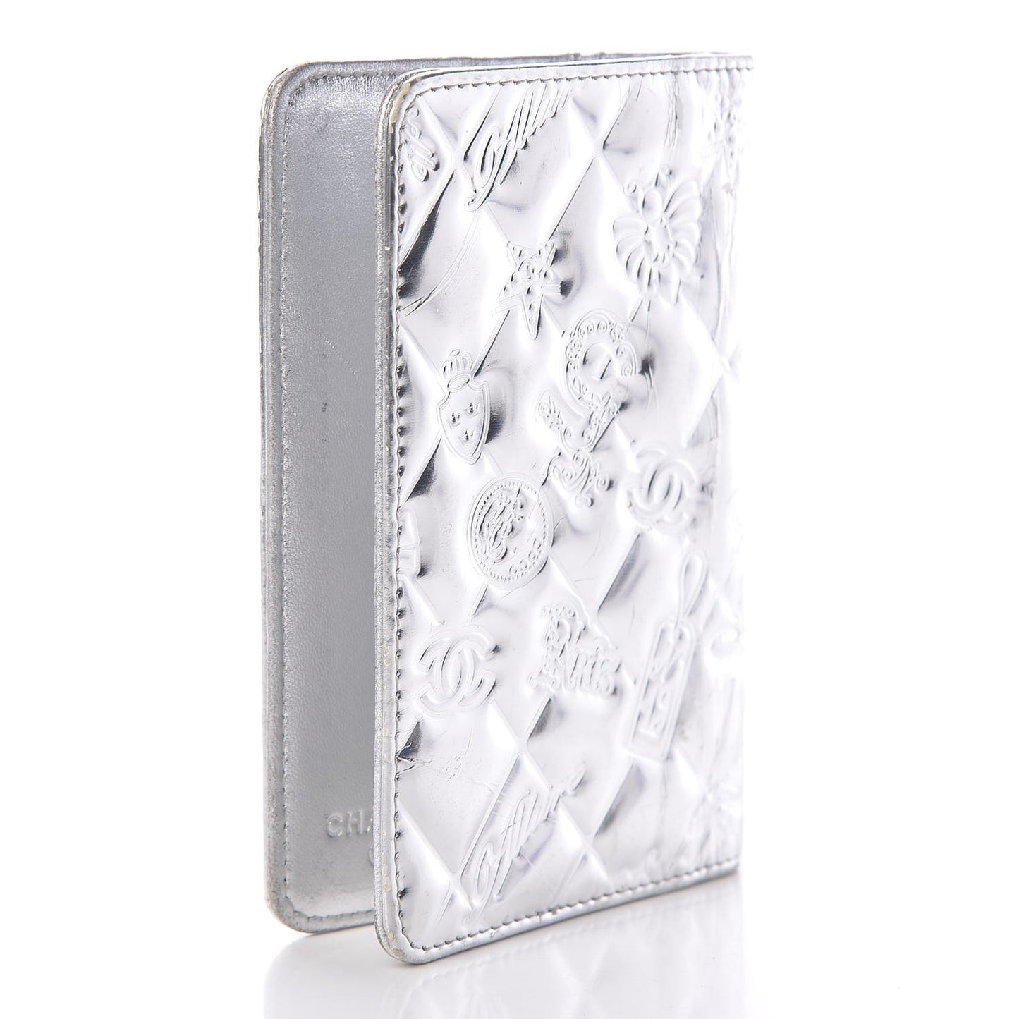 Metallic Patent Lucky Symbols Agenda Cover Silver