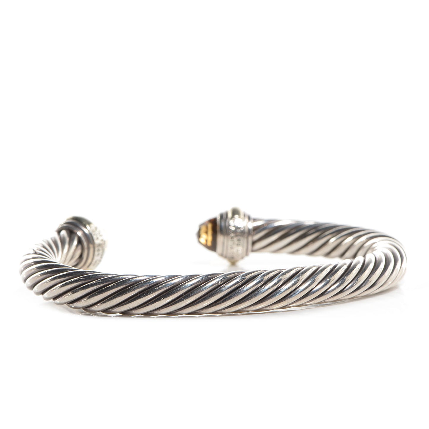 Sterling Silver 14K Yellow Gold Citrine 7mm Cable Classics Bracelet