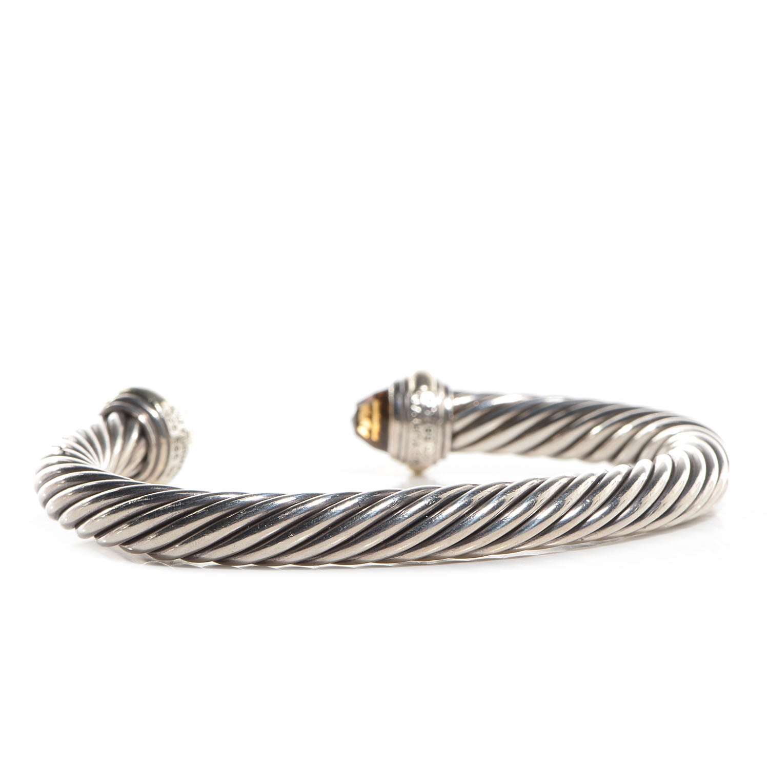 David Yurman Sterling Silver 14K Yellow Gold Citrine 7mm Cable Classics Bracelet 3 of 6