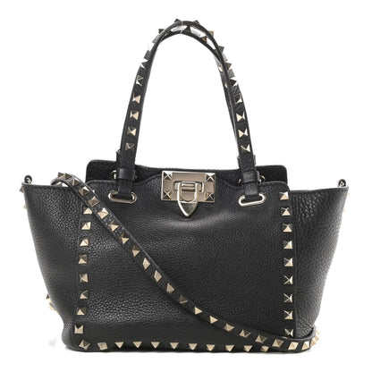 Valentino Garavani Pebbled Calfskin Mini Rockstud Tote Black 1 of 10