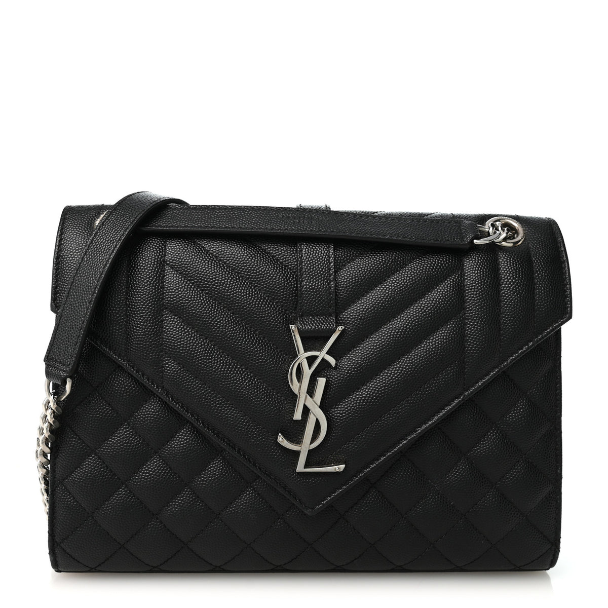 Saint Laurent Grain De Poudre Textured Mixed Matelasse Triquilt Medium Monogram Satchel Black 1 of 10