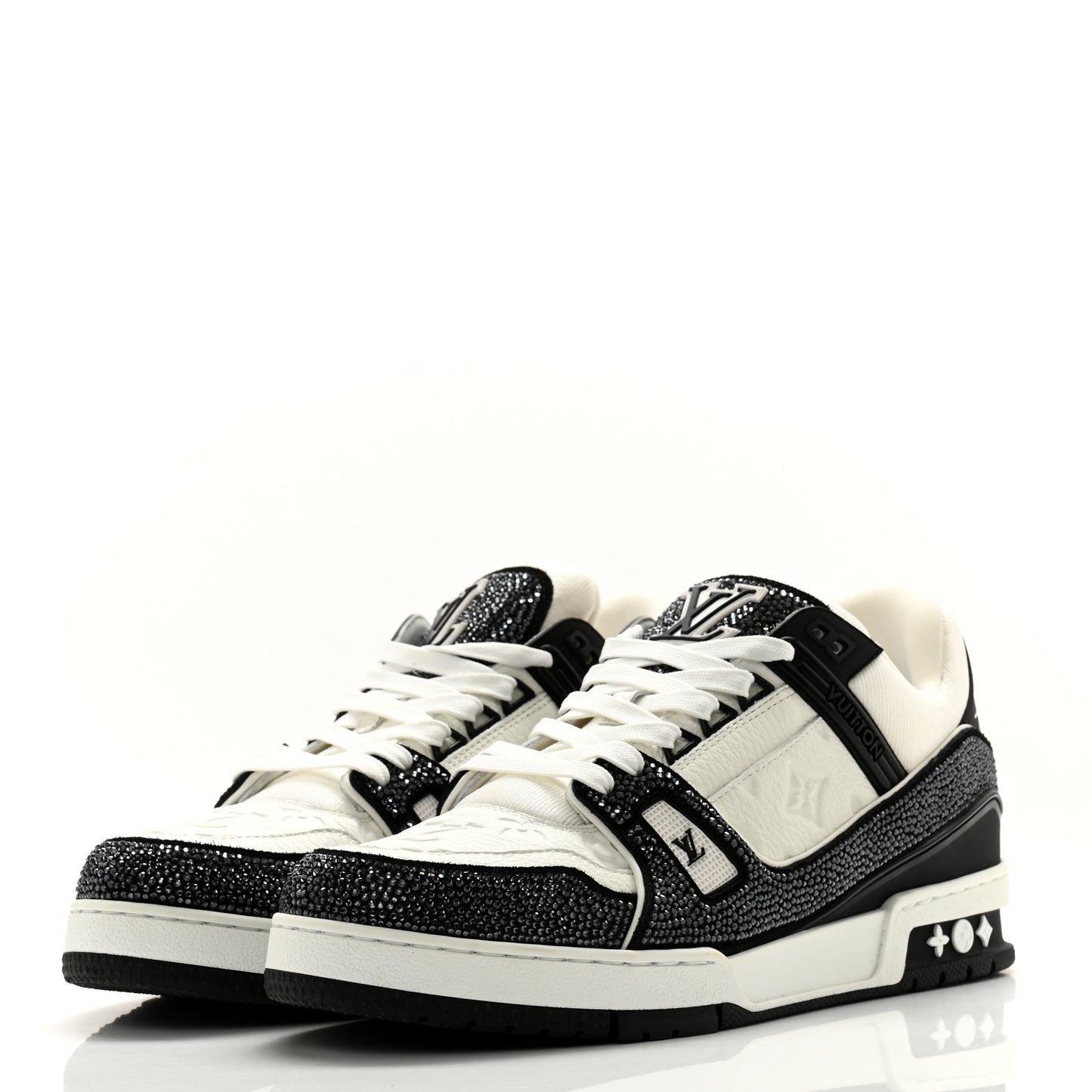 Calfskin Monogram Crystal Mens LV Trainer Sneakers 9.5 Black