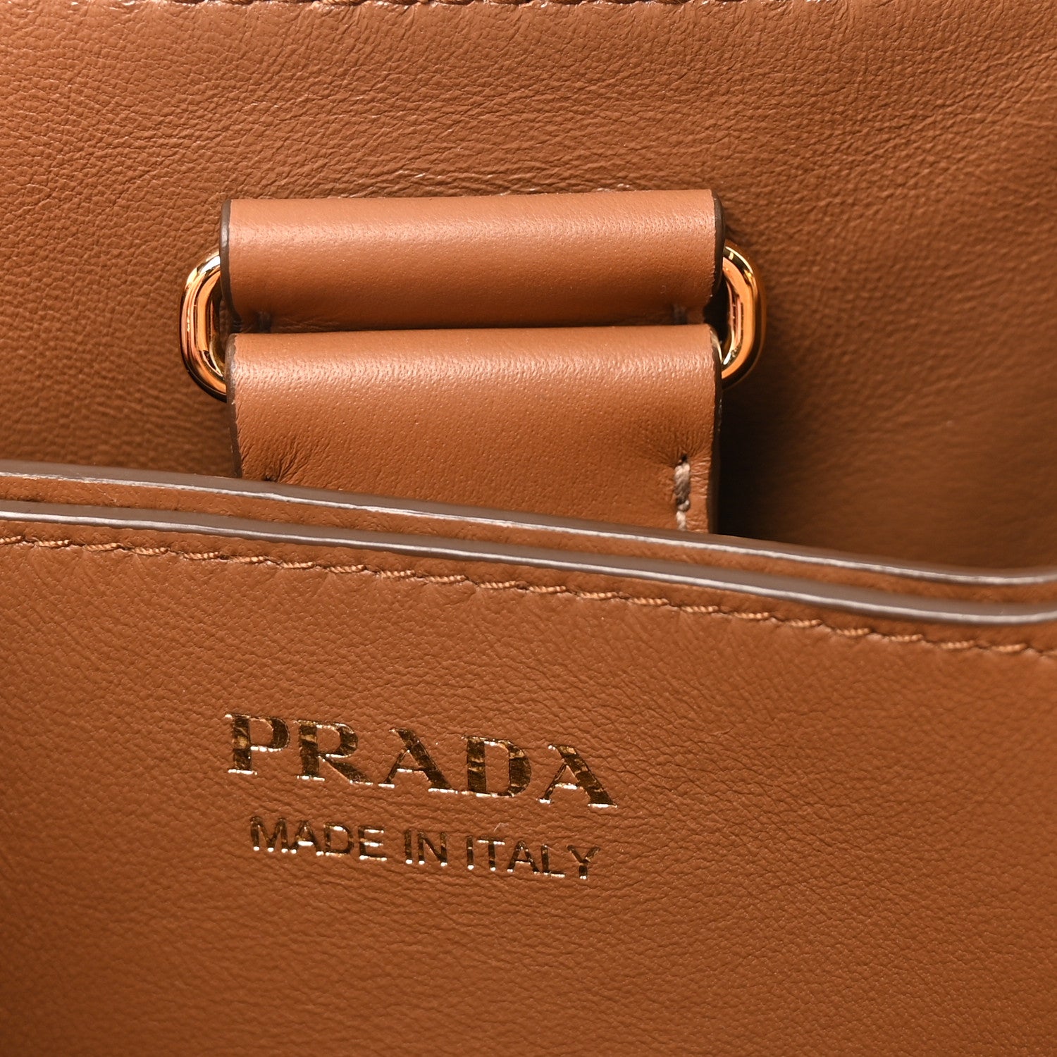 Prada Soft Calfskin Medium Panier Bucket Bag Caramel 1881147