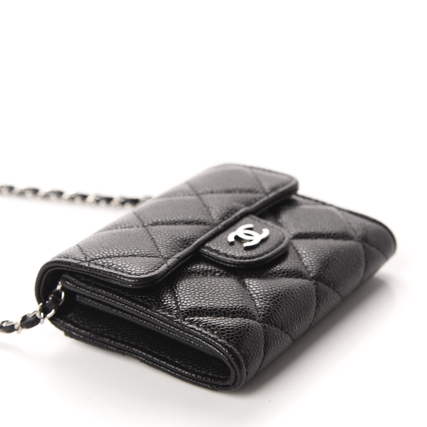 Chanel Caviar Quilted Flap Card Holder On Chain Black 4 of 12
