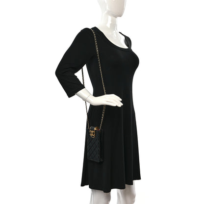 Chanel Lambskin Quilted Phone Holder With Chain Black 2 of 12