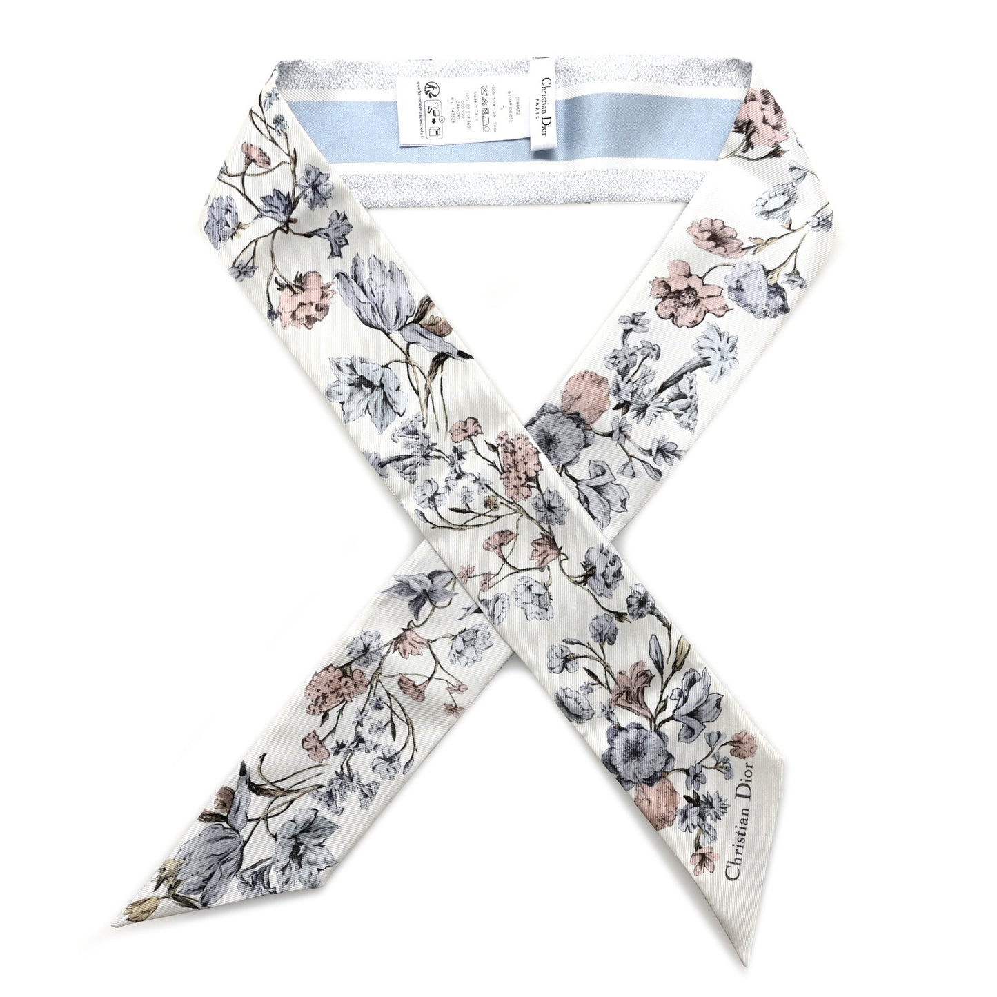 Silk Twill D-Millefiori Mitzah Scarf Blue Multicolor