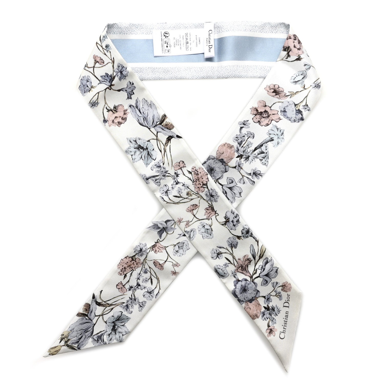 Christian Dior Silk Twill D-Millefiori Mitzah Scarf Blue Multicolor 1 of 4