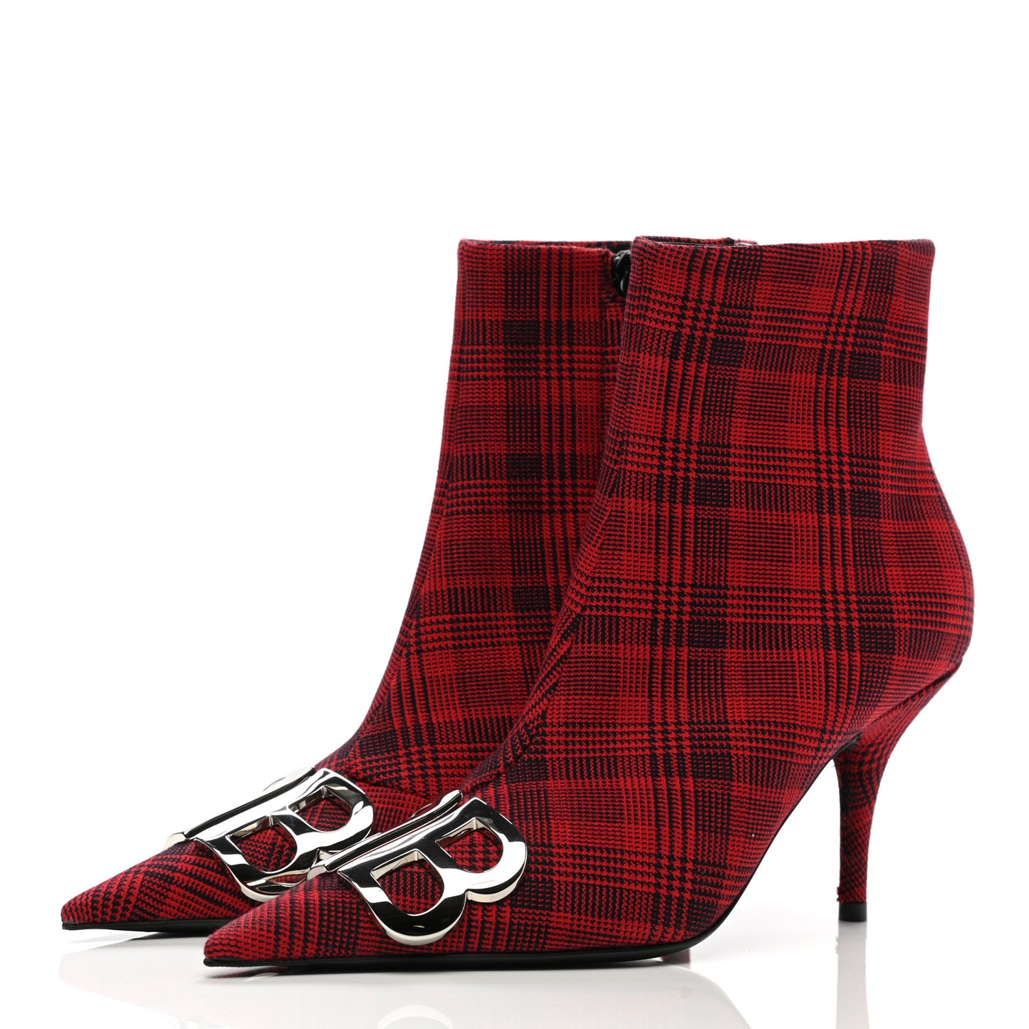 Fabric BB Pointy Toe Ankle Booties 36.5 Red