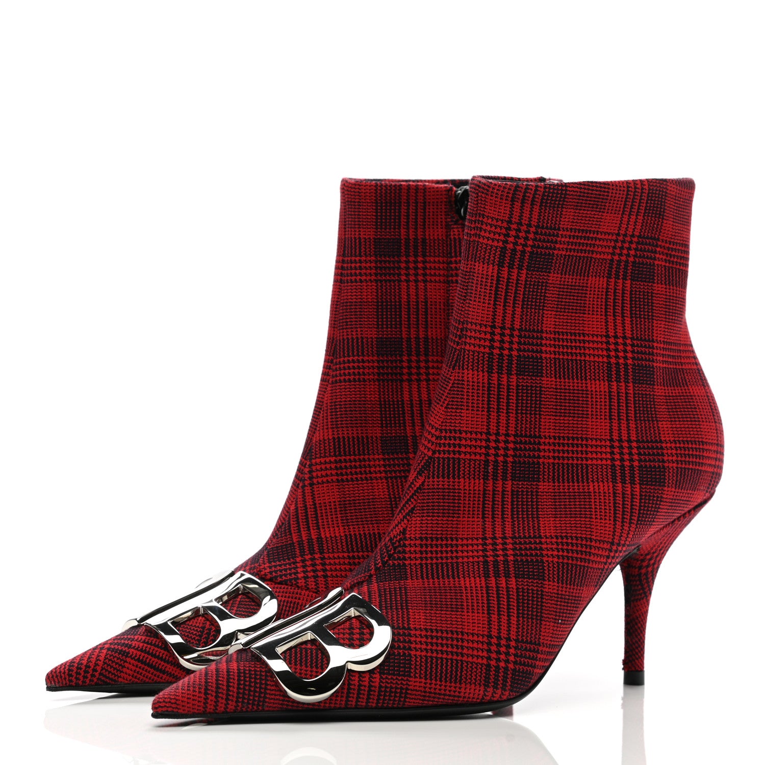 Balenciaga Fabric BB Pointy Toe Ankle Booties 36.5 Red 3 of 11