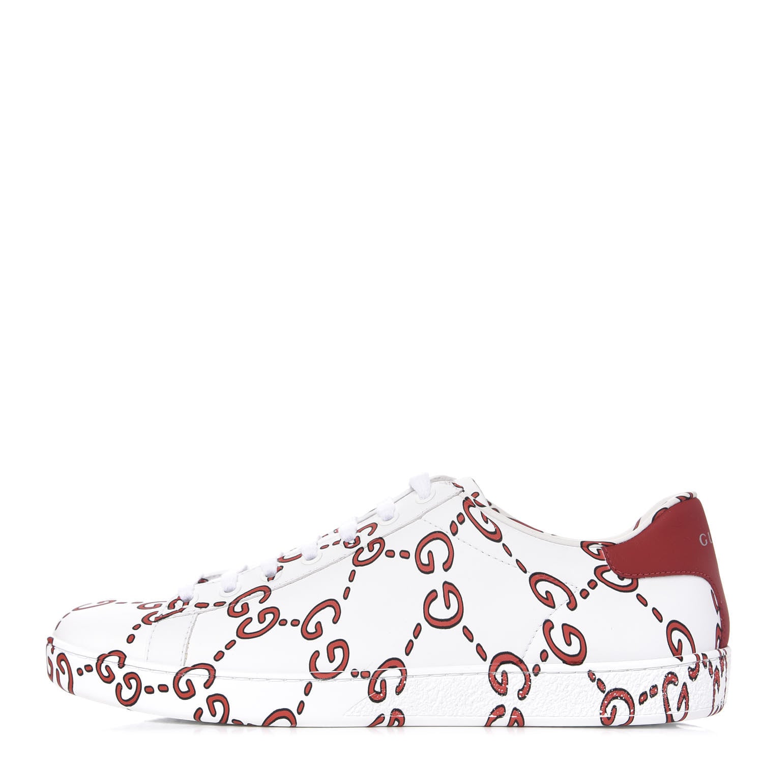 Gucci Calfskin GucciGhost Print Womens Ace Sneakers 39.5 White Hibiscus Red 1 of 10