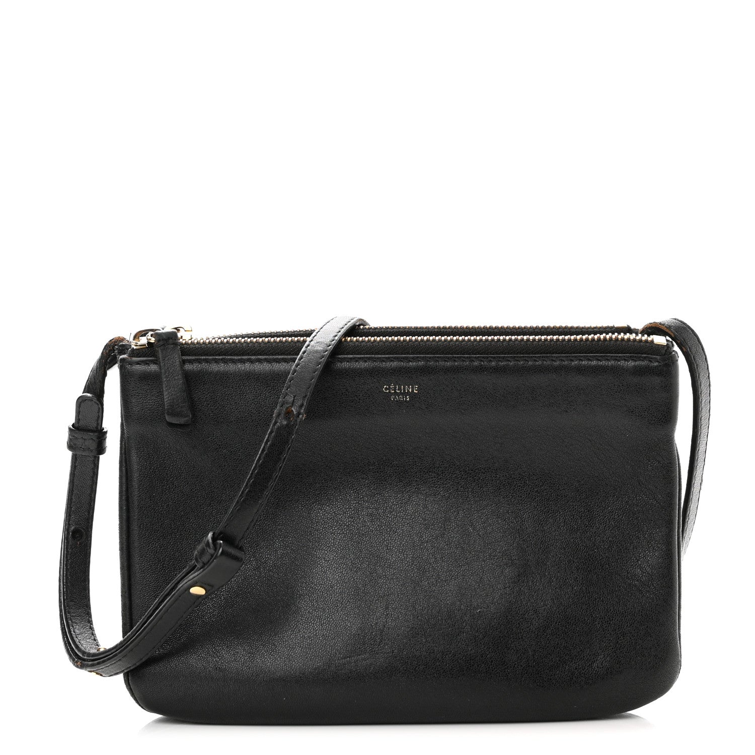 Celine Lambskin Small Trio Crossbody Bag Black 1 of 14