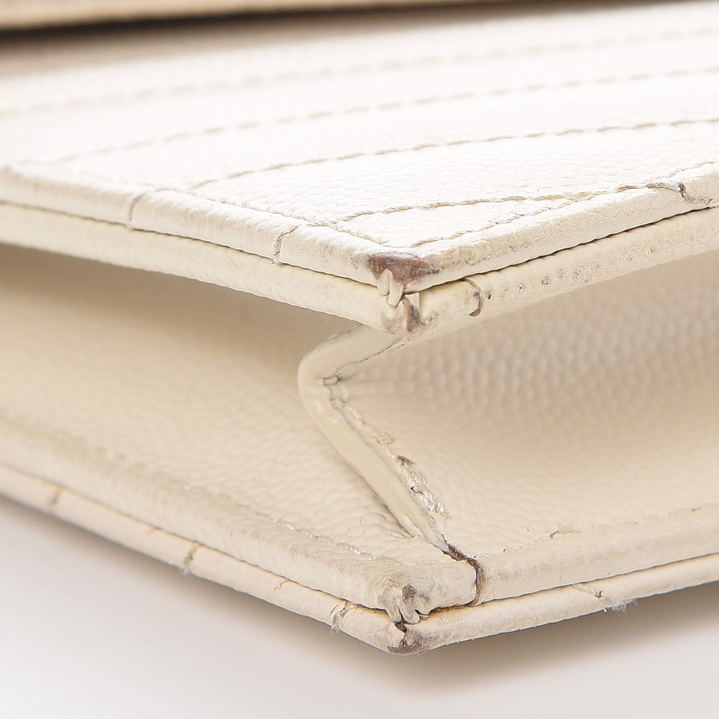 Grain De Poudre Matelasse Chevron Monogram Envelope Chain Wallet Dove White