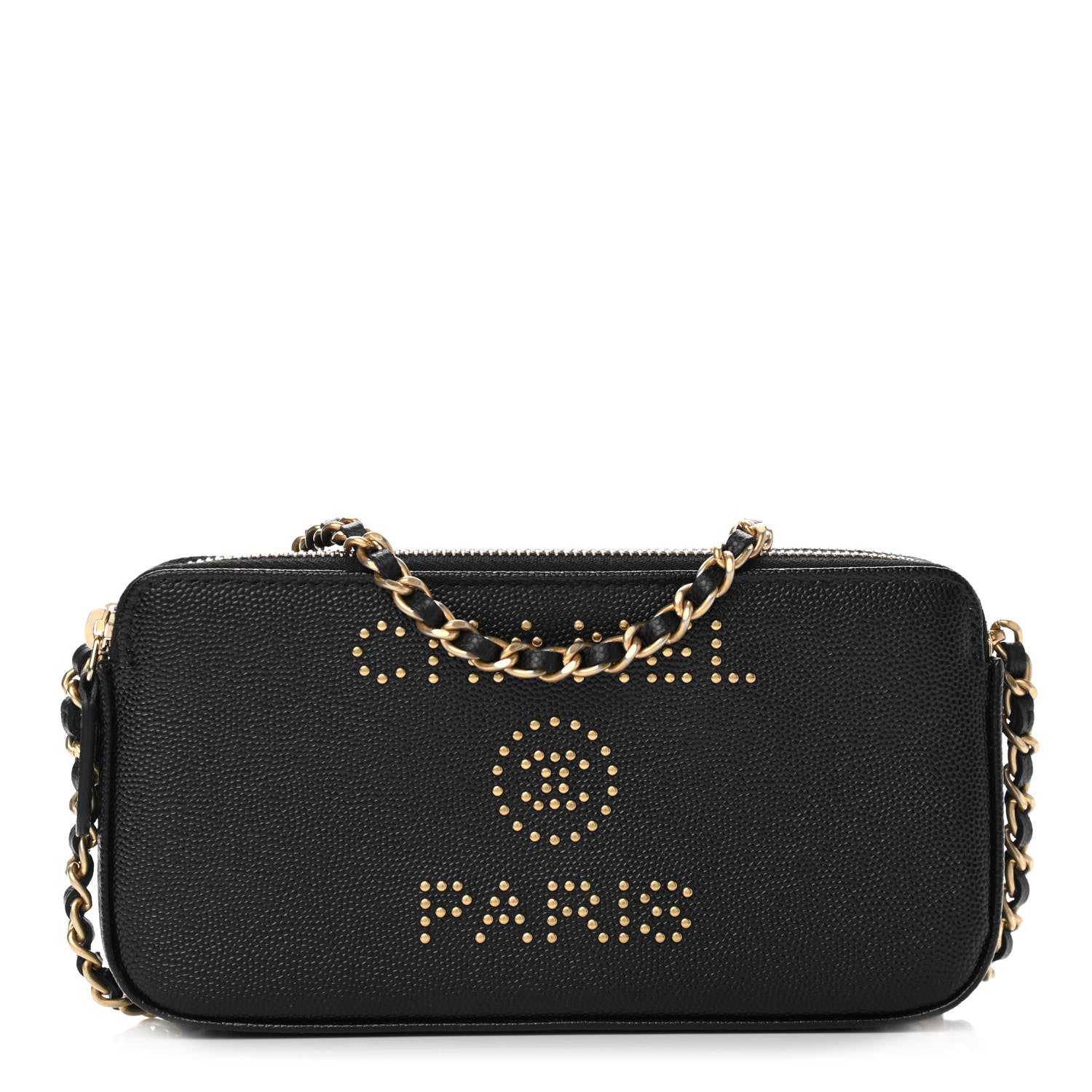 Chanel Caviar Studded Small Deauville Clutch With Chain Black 1 of 11