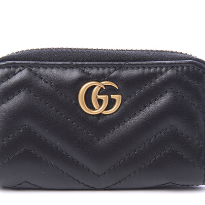 Gucci Calfskin Matelasse GG Marmont Zip Around Key Case Black 7 of 8