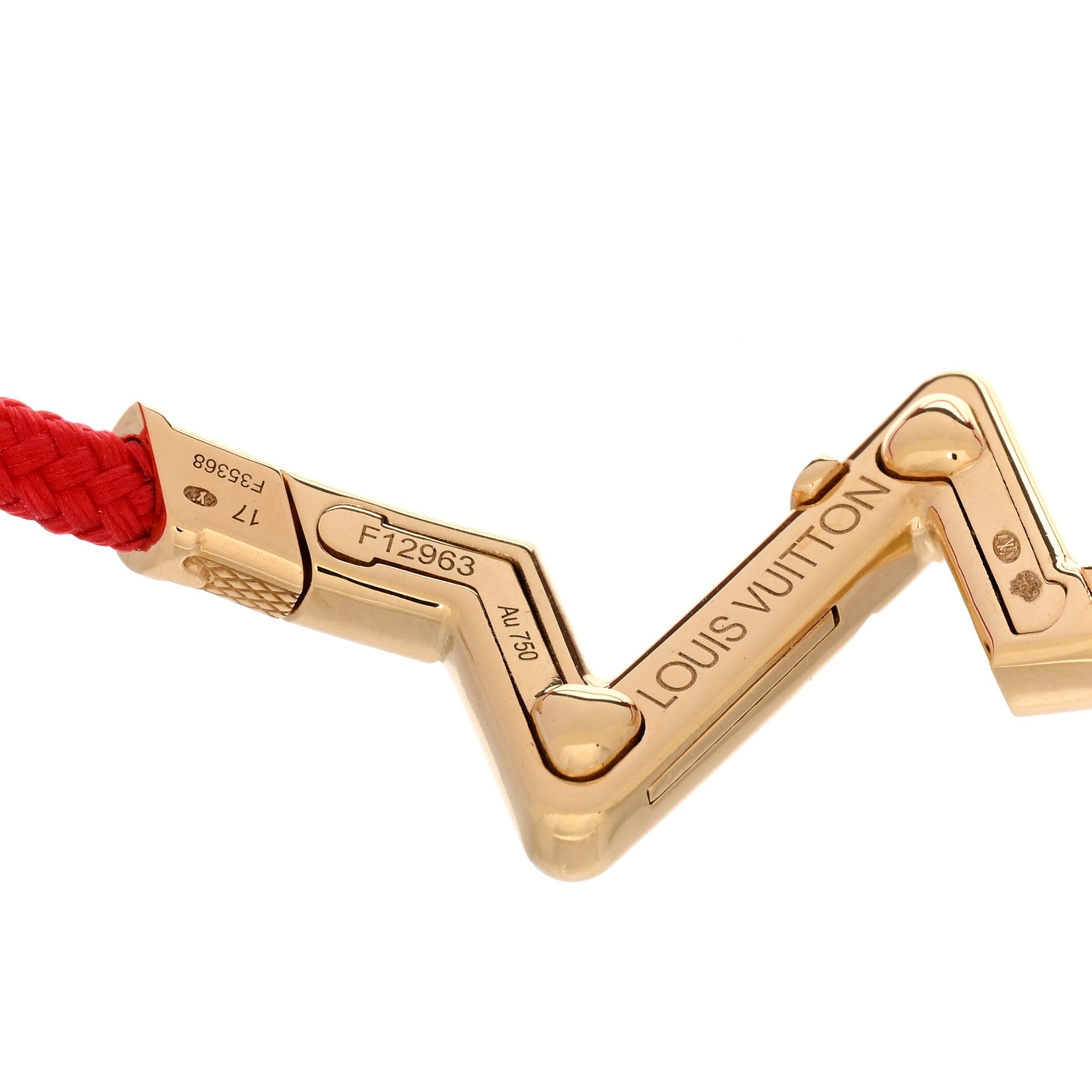 Louis Vuitton 18K Yellow Gold Volt Upside Down Chain Bracelet 17 Red 3 of 4