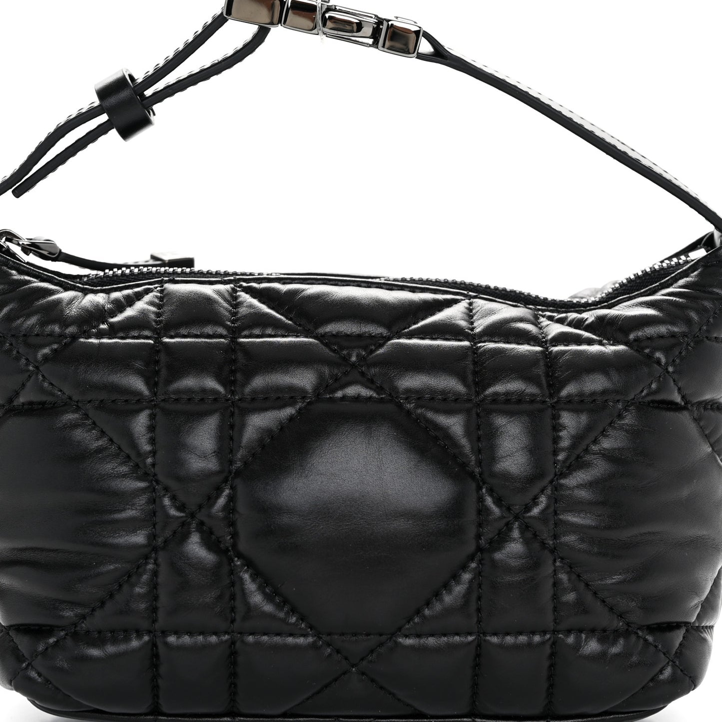 Calfskin Macrocannage Small Diortravel Nomad Pouch Black