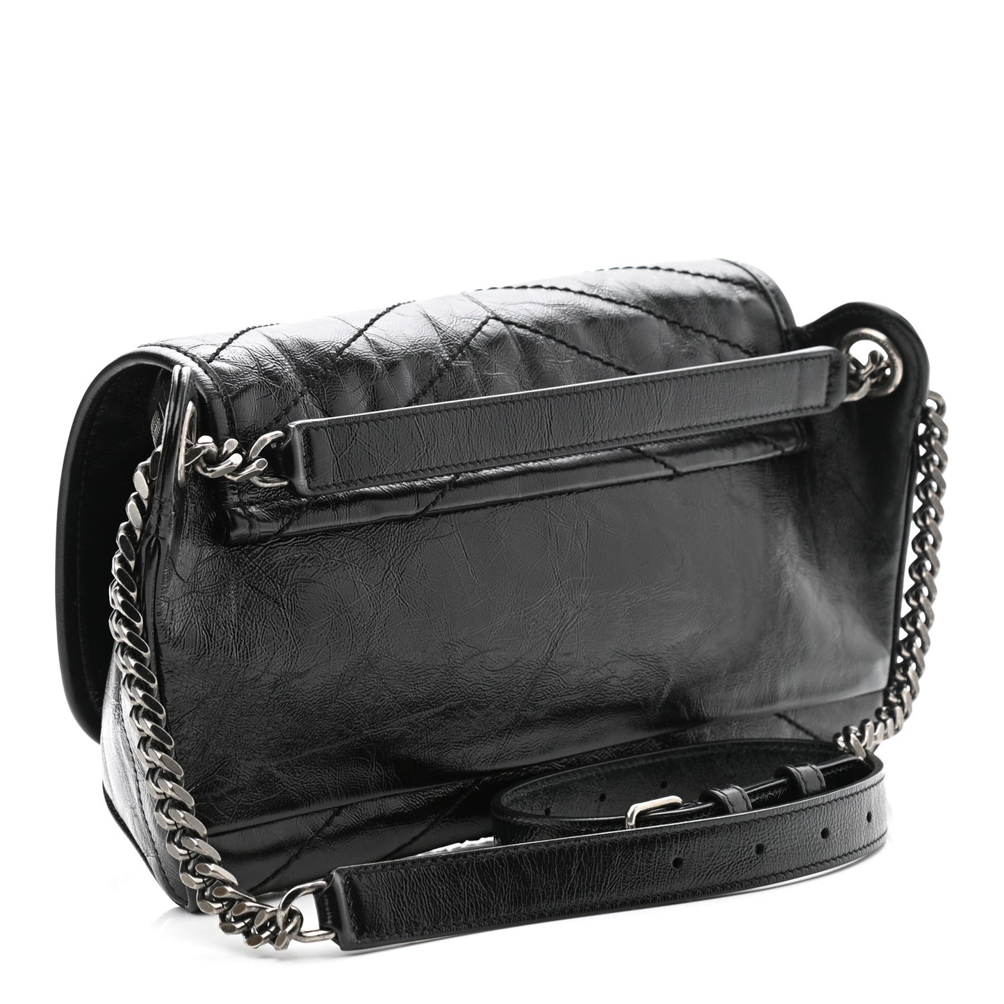 Crinkled Calfskin Matelasse Monogram Niki Body Bag Black