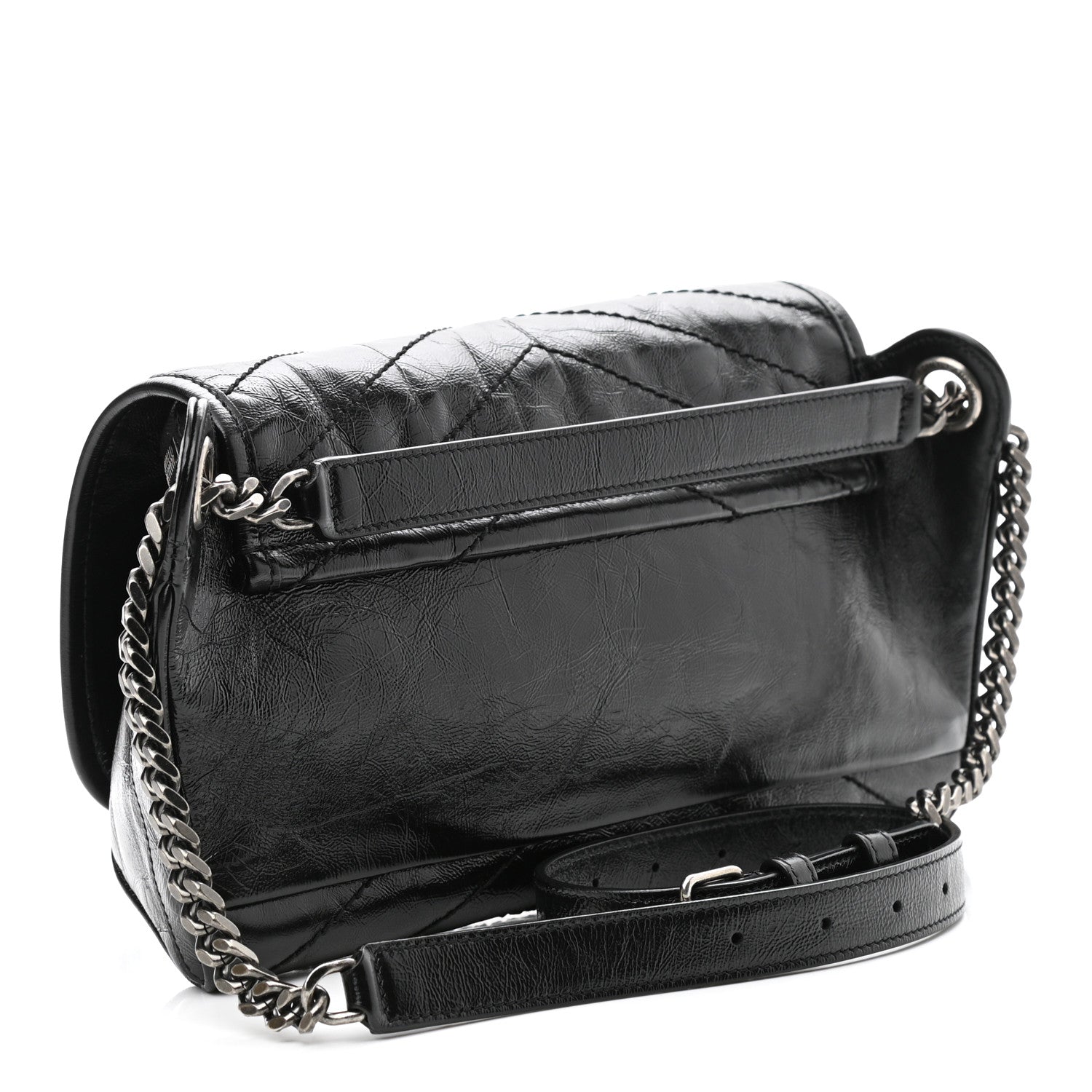 Saint Laurent Crinkled Calfskin Matelasse Monogram Niki Body Bag Black 3 of 10