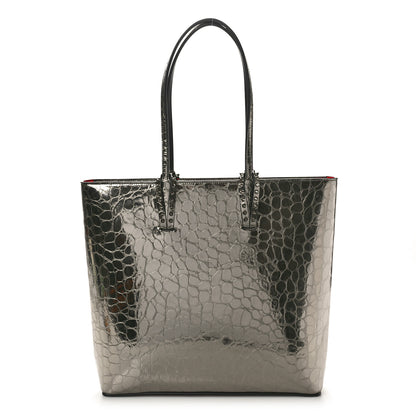 Christian Louboutin Metallic Crocodile Embossed Spikes East West Cabata Tote Antracite 1 of 10