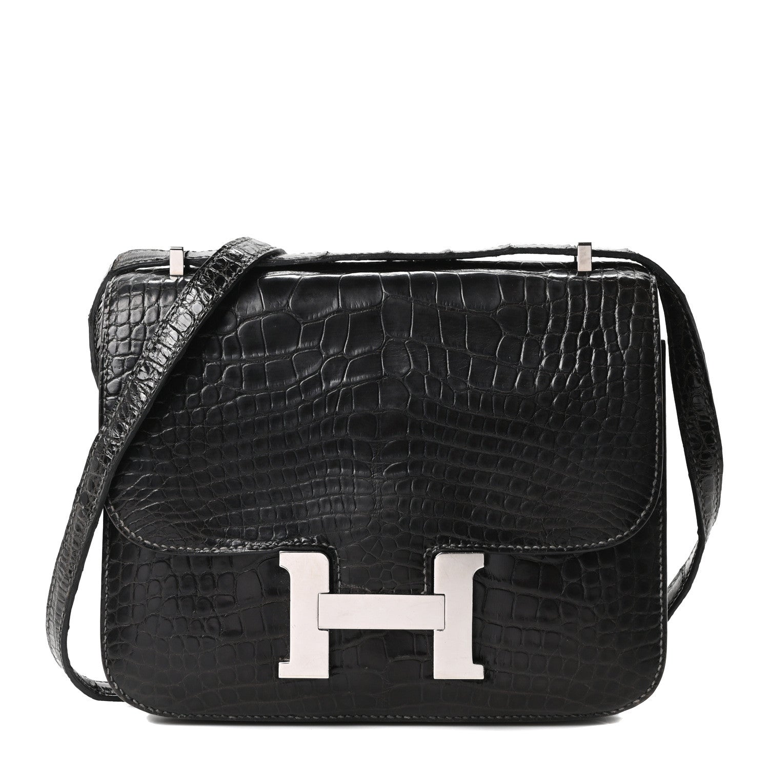 Hermes Shiny Alligator Constance 18 Black 1 of 9