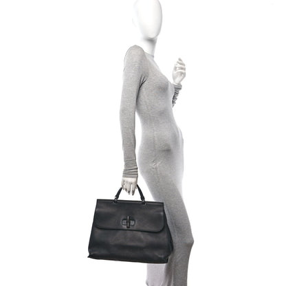 Gucci Pebbled Calfskin Large Bamboo Daily Top Handle Bag Black 2 of 10