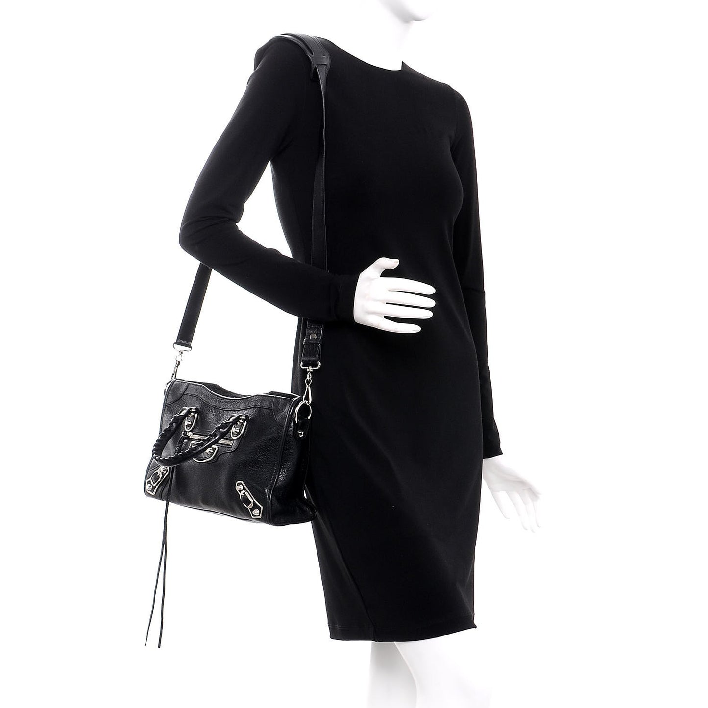 Chevre Silver Metallic Edge Hardware S City Black