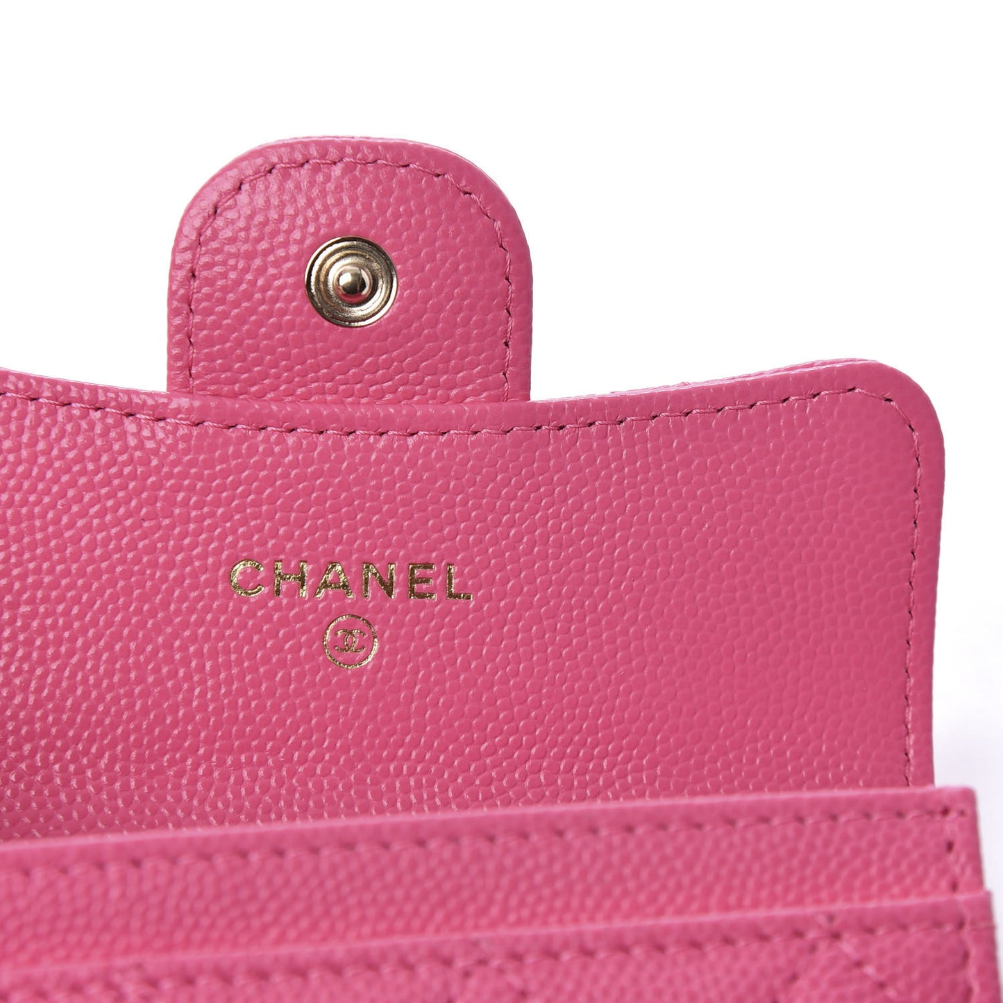 Caviar Quilted Flap Card Holder Wallet Pink