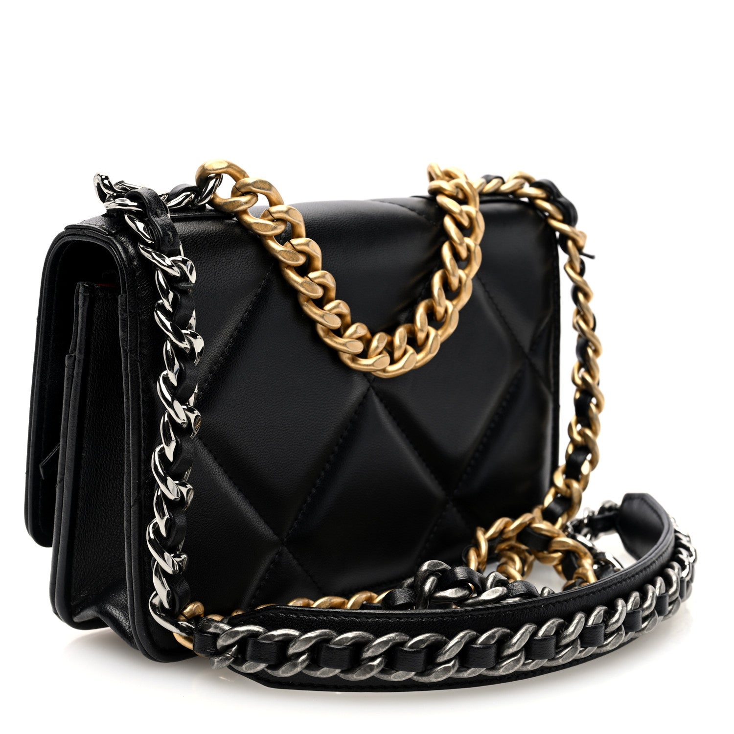Chanel Lambskin Quilted Chanel 19 Wallet On Chain WOC Black 3 of 11