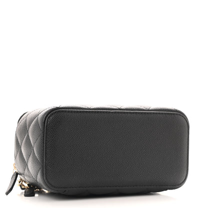 Chanel Caviar Quilted Small Tiny CC Vanity Case With Chain Black 4 of 15