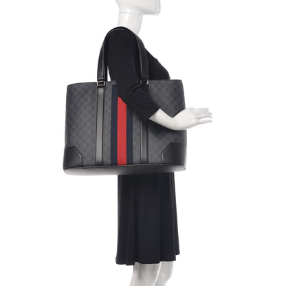 Gucci GG Supreme Monogram Web Tote Black Grey 2 of 10