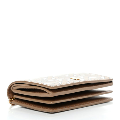 Burberry Calfskin Monogram Jessie Chain Card Case Beige 3 of 4