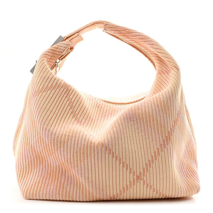Burberry Canvas Knitted Check Medium Peg Duffle Bag Sherbert 1 of 11