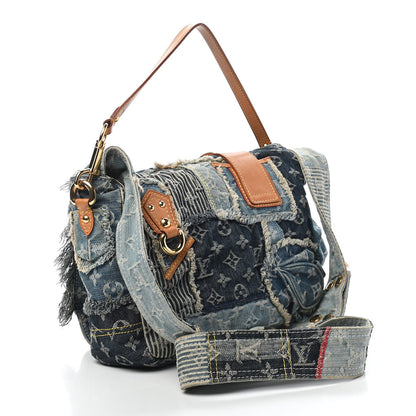 Louis Vuitton Denim Patchwork Posty Messenger Bag Blue 3 of 10