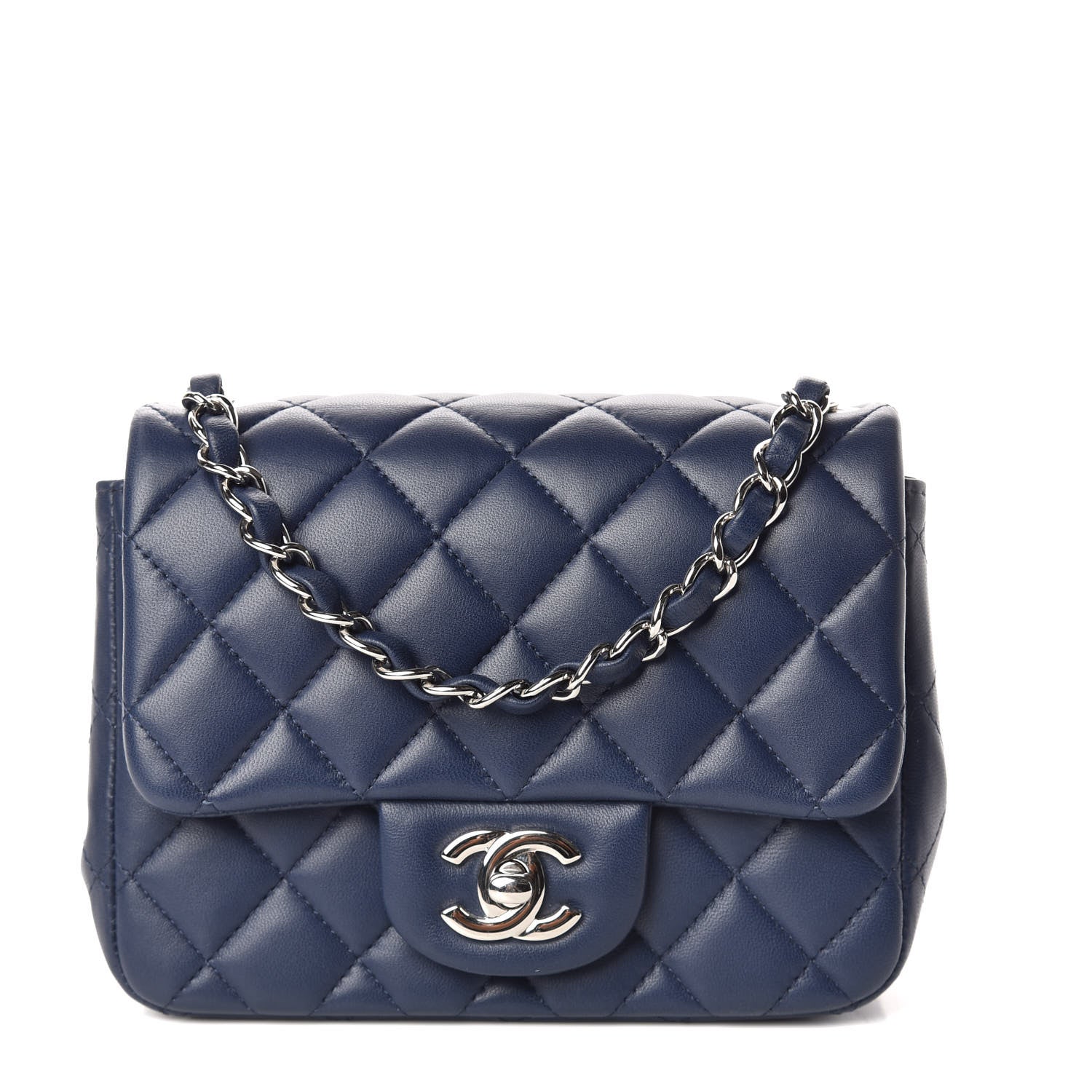 Chanel Lambskin Quilted Mini Square Flap Navy 1 of 7