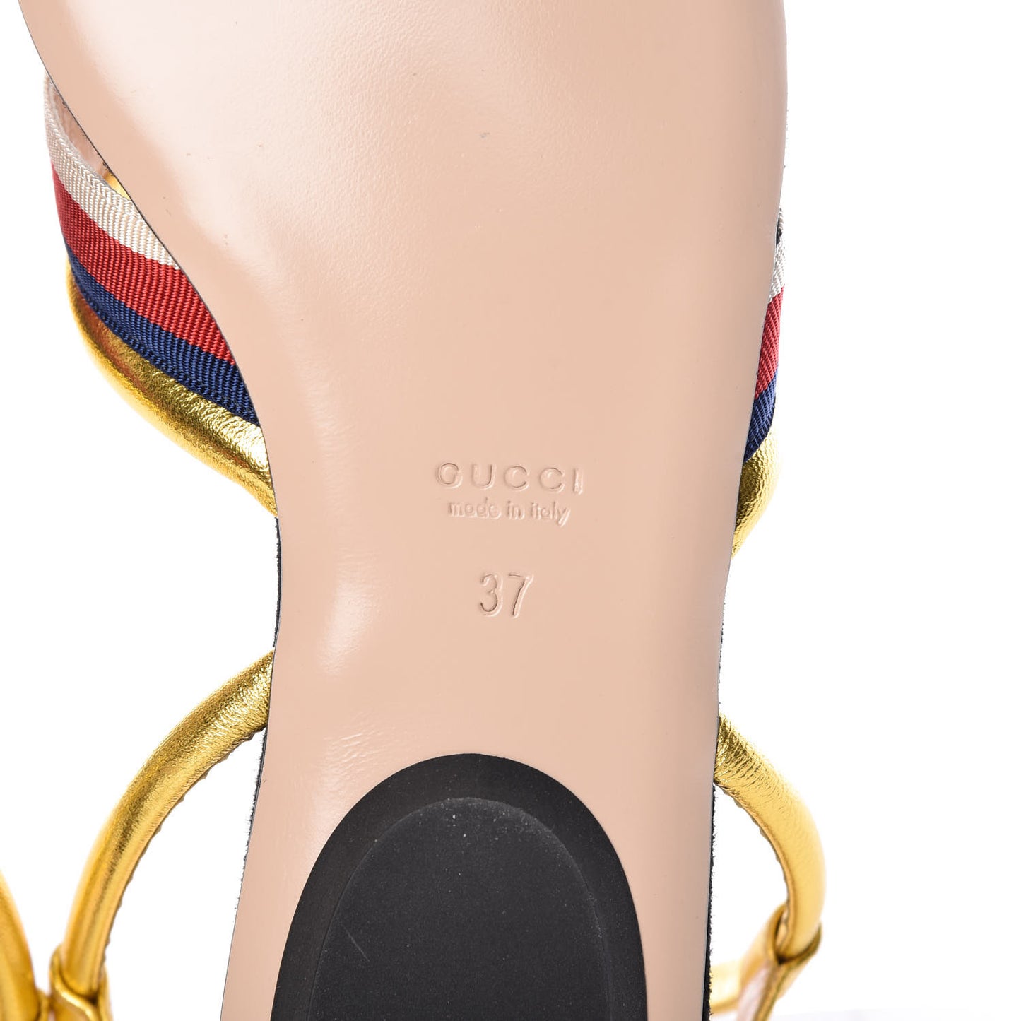 Metallic Nappa Sylvie Web Sandal 37 Gold