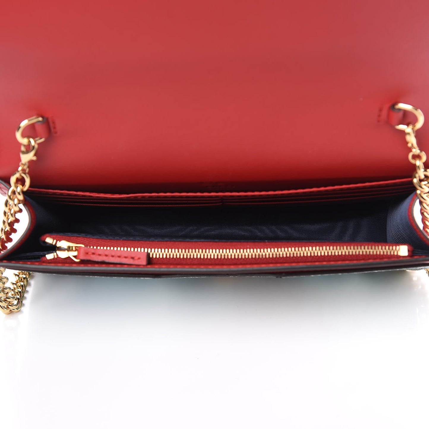 GG Supreme Monogram Blooms Chain Wallet Blue
